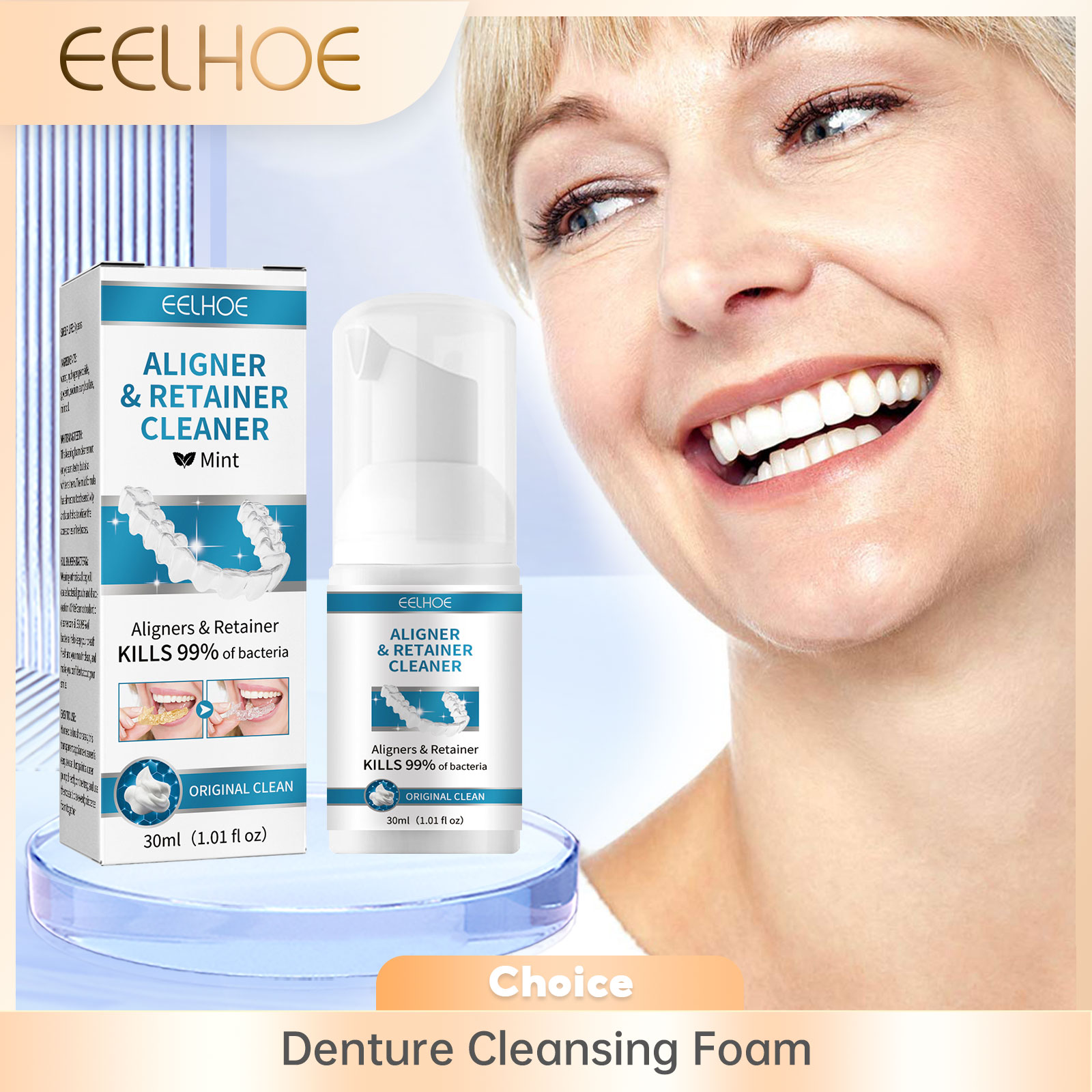 Teeth Whitening Foam Toothpaste - Очиститель зубных протезов Aligner Пена Глубокая