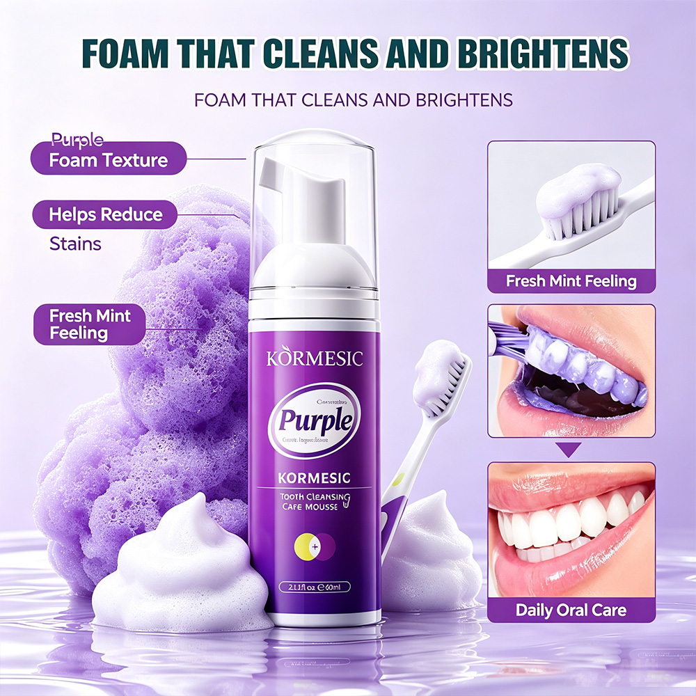 Teeth Whitening Foam Toothpaste - Фиолетовая отбеливающая зубная пена-мусс V34: корректор