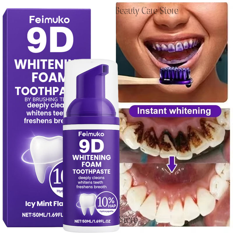 Зубная паста-мусс 9D Purple дл – обзор и цена Teeth Whitening Yellow Teeth