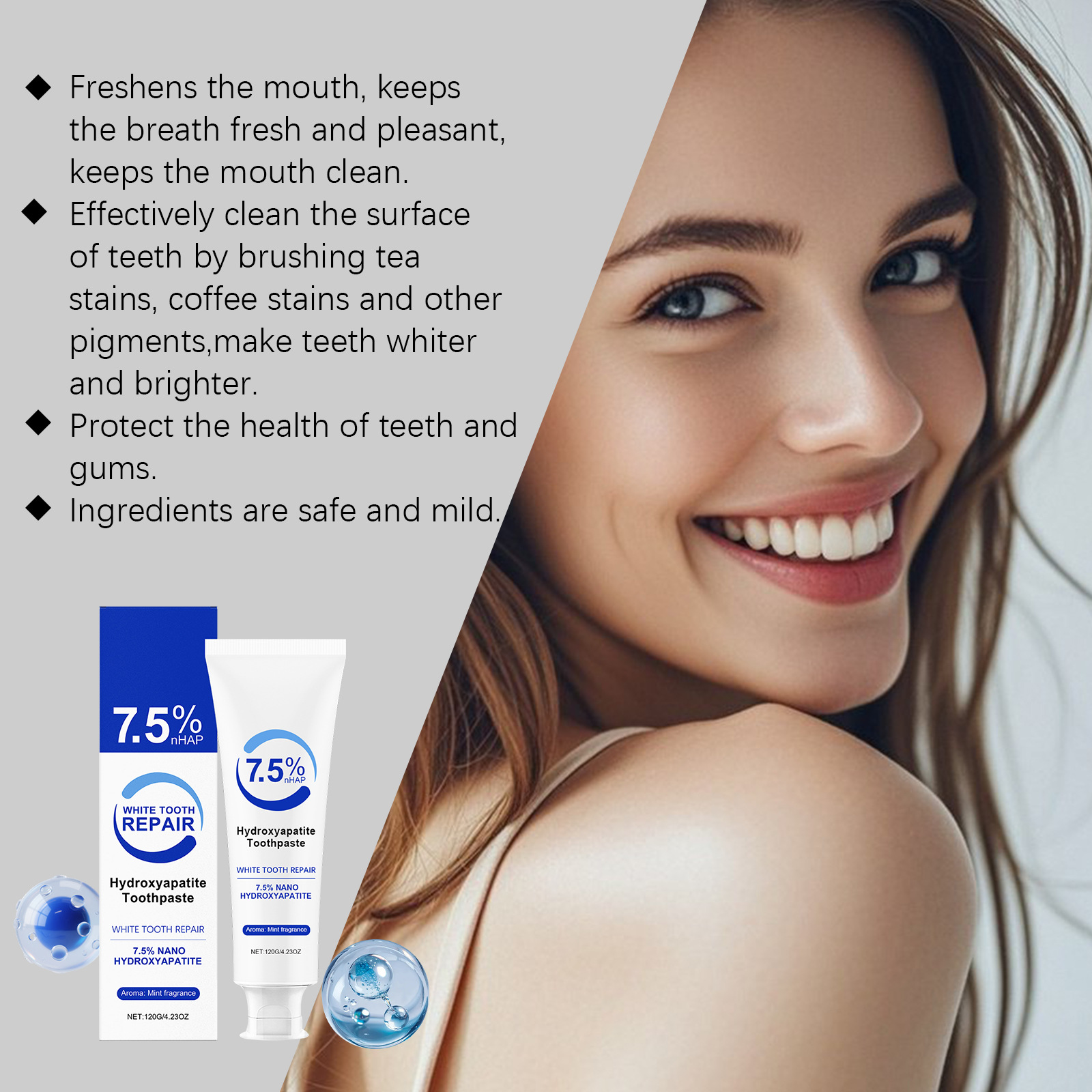 Зубная паста с 7,5% гидроксиап – обзор и цена Teeth Whitening Foam Toothpaste